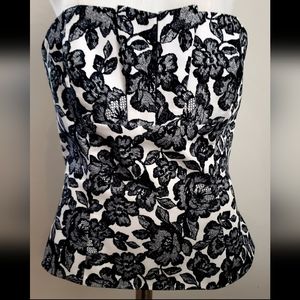 White House Black Market Floral Strapless Bustier Corset (Size 8)